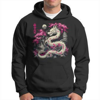 Asian Cherry Blossom Chinese Dragon Hoodie - Seseable