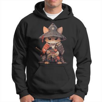 Asian Inspired Vintage Cat Samurai Hoodie - Thegiftio UK