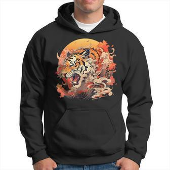 Asian Inspired Vintage Style 80S Retro Japanese Tiger Hoodie - Monsterry