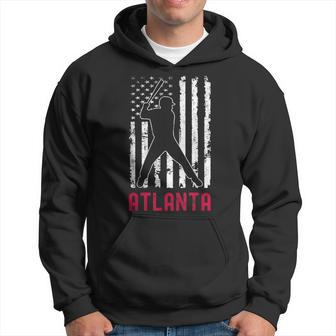 Atlanta American Flag Baseball Weathered Hoodie - Monsterry