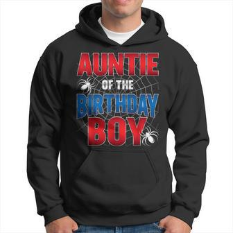 Auntie Of The Birthday Boy Costume Spider Web Birthday Party Hoodie - Seseable