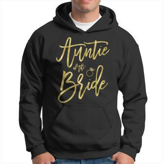 Auntie Of The Bride With Ring Graphics Dark Yellow Hoodie - Monsterry