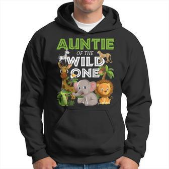 Auntie Of The Wild One Zoo Birthday Safari Jungle Animal Hoodie - Monsterry UK
