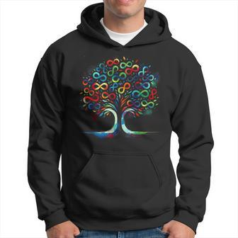 Autism Awareness Month Symbol Infinity Tree Watercolor Hoodie - Monsterry
