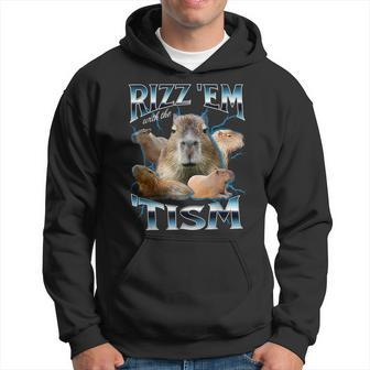 Autism Rizz Em With The Tism Meme Autistic Capybara Hoodie | Mazezy