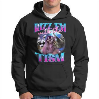 Autism Rizz Em With The Tism Meme Autistic Opossum Hoodie - Seseable