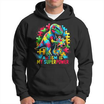 Autism Is My Superpower Autism Kid Colorful Puzzle Dinosaur Hoodie | Mazezy