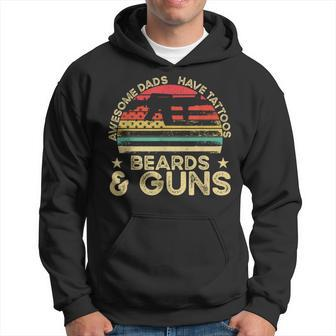 Awesome Dads Have Tattoos Beards & Guns Father's Day Mens Hoodie - Monsterry