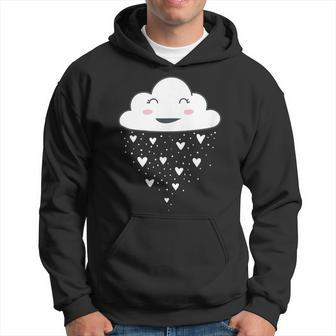 Awesome White Cloud Rain Raindrop Hearts Print Hoodie - Monsterry UK