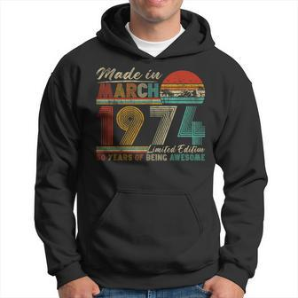 Awesome Since March 1974 Vintage 50Th Birthday Hoodie - Thegiftio UK