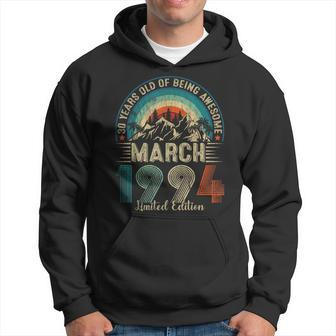 Awesome Since March 1994 Vintage 30Th Birthday Hoodie - Thegiftio UK