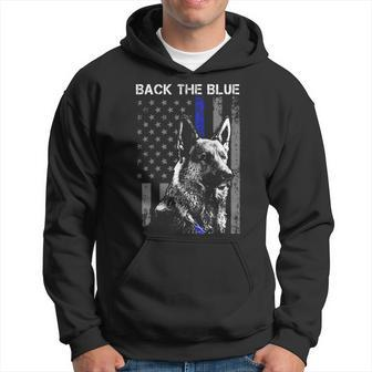 Back The Blue Thin Blue Line Flag K-9 German Shepherd Police Hoodie - Monsterry UK