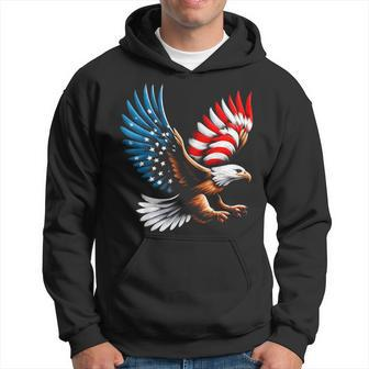 Bald Eagle & Patriotic American Flag 4Th Of July Hoodie - Seseable