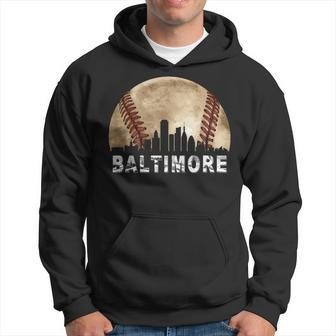 Baltimore Skyline Vintage Baseball Lover Hoodie | Mazezy