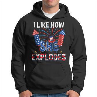 I Like How He Bangs I Like How She Explodes Couple 4Th July Hoodie - Thegiftio UK