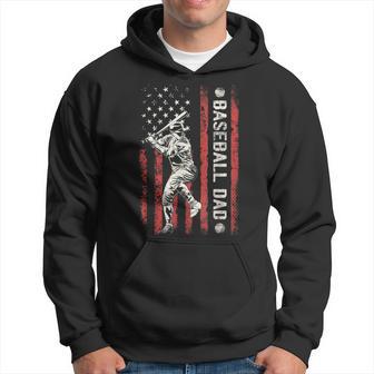 Baseball Dad Flag Dad Baseball Fathers Day Hoodie - Seseable