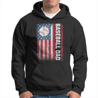 Baseball Dad Usa American Flag Patriotic Dad Father's Day Hoodie - Seseable