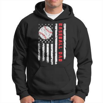 Baseball Dad Usa American Flag Patriotic Dad Father's Day Hoodie - Thegiftio UK