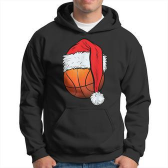 Basketball Christmas Ball Santa Hat Xmas Boys Sport Hoodie - Monsterry