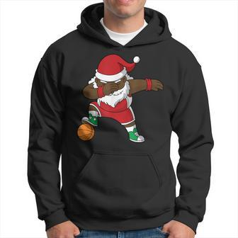 Basketball Dabbing Black African American Santa Claus Hoodie - Monsterry UK