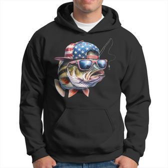 Bass Fish Usa Flag Fishing 4Th July Hoodie - Thegiftio UK