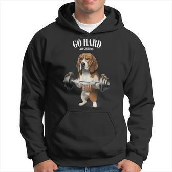 Beagle Dog Weightlifting In Fitness Gym Hoodie - Monsterry CA