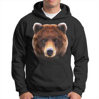 Bear Polygon Geometric Wildlife Brown Bear Grizzly Hoodie - Thegiftio UK