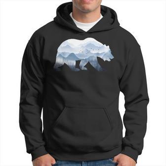 Bear Surreal Mountain Outdoor Nature Wildlife Animal Vintage Hoodie - Thegiftio UK