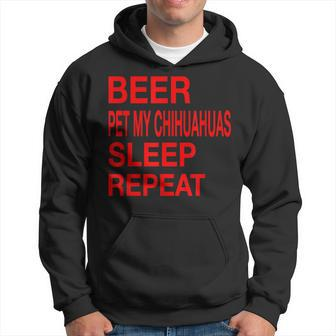 Beer Pet Chihuahuas Sleep Repeat Red LDogLove Hoodie - Monsterry CA