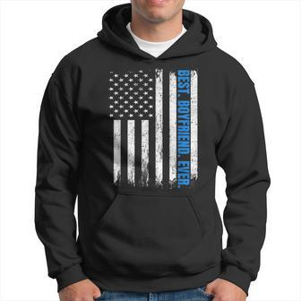Best Boyfriend Ever Usa Flag Fathers Day Police Blue Line Hoodie - Monsterry
