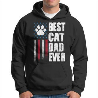 Best Cat Dad Ever Fathers Day American Flag Grandpa Husband Hoodie - Thegiftio UK