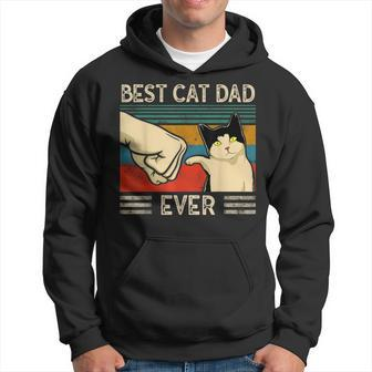 Best Cat Dad Ever Kitten Cat Fist Bump Retro Vintage Hoodie - Monsterry