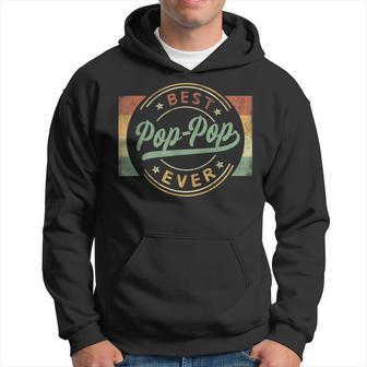 Best Pop-Pop Ever Emblem Father's Day Poppop Grandpa Hoodie - Seseable