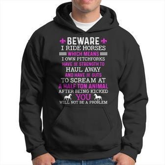 Beware I Ride Horses Horse Lover Girls Riding Racing Hoodie | Mazezy