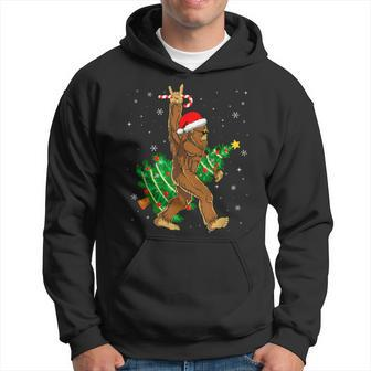 Bigfoot Christmas Tree Lights Xmas Boys Sasquatch Lovers Hoodie - Seseable
