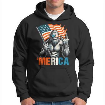 Bigfoot Merica Rock American Flag Patriotic 4Th Of July Hoodie - Monsterry AU