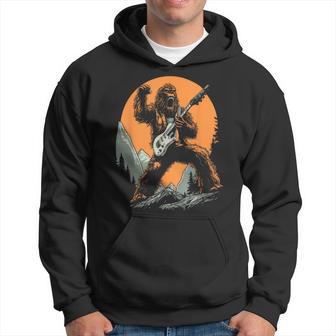 Bigfoot Playing Electric Guitar Sasquatch Rocker Hoodie - Monsterry AU