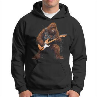 Bigfoot Playing Electric Guitar Rock Music Band Sasquatch Hoodie | Mazezy
