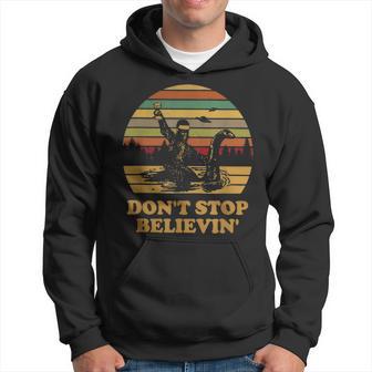 Bigfoot Riding Loch Ness Monster Don't Stop Believing Vintag Hoodie - Monsterry DE