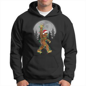 Bigfoot Santa Christmas Tree Lights Xmas Sasquatch Hoodie - Seseable