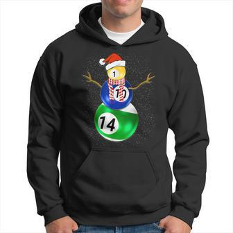 Billiards Christmas Snowman With Pool Table Balls Hoodie | Mazezy