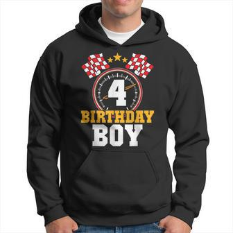 Birthday Boy 4Th Race Car Party 4 Years Old Racing Driver Hoodie - Monsterry