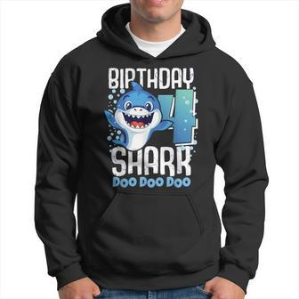 Birthday Shark 4Th Birthday Boy Shark 4 Years Shark Hoodie - Monsterry