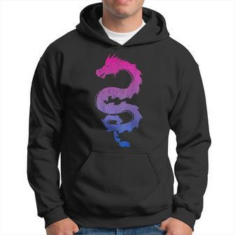 Bisexual Japanese Dragon Bi Pride Flag Colors Back Hoodie - Monsterry AU