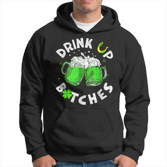 Bitches Drink Up St Patrick's Day Beer Lover Womens Hoodie - Thegiftio UK