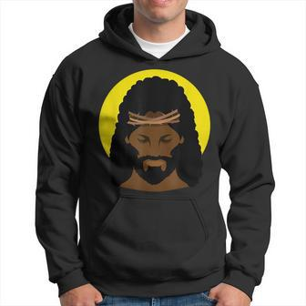 Black Jesus With Afro African American Religious Portrait Hoodie - Seseable