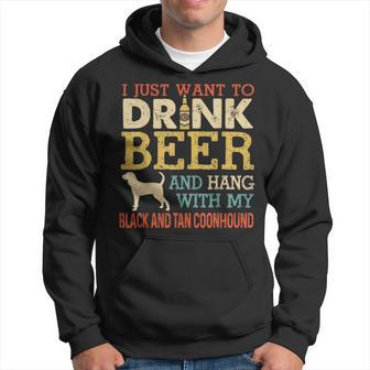 Black And Tan Coonhound Dad Drink Beer Hang With Dog Hoodie - Monsterry