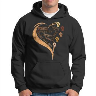 Black History Fists Diversity Equity Heart African Women Hoodie - Monsterry AU