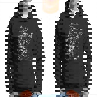 Black And White Cat Playing Guitar Rock Cat Heavy Meowtal Hoodie - Thegiftio
