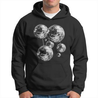 Black And White Disco Ball Pattern 70S 80S Retro Vintage Hoodie - Monsterry